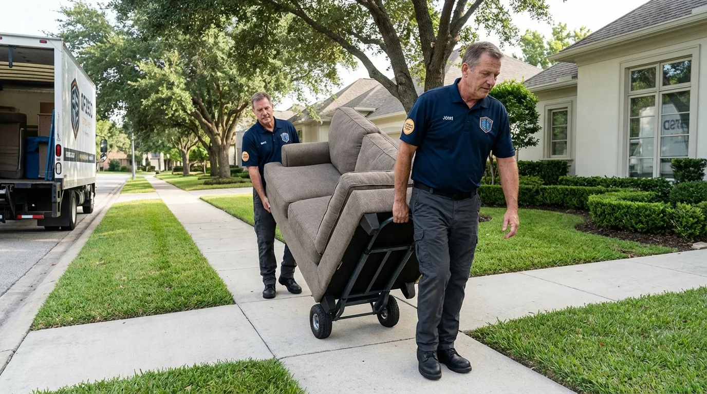 Local residential moving crew loading furniture in Harvey, ND